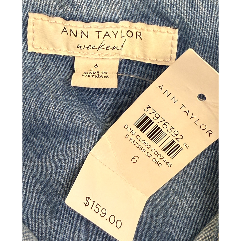 NEW ANN TAYLOR WEEKEND COLLECTION DENIM COLLARED COLUMN MIDI DRESS SZ 6 - Picture 6 of 8
